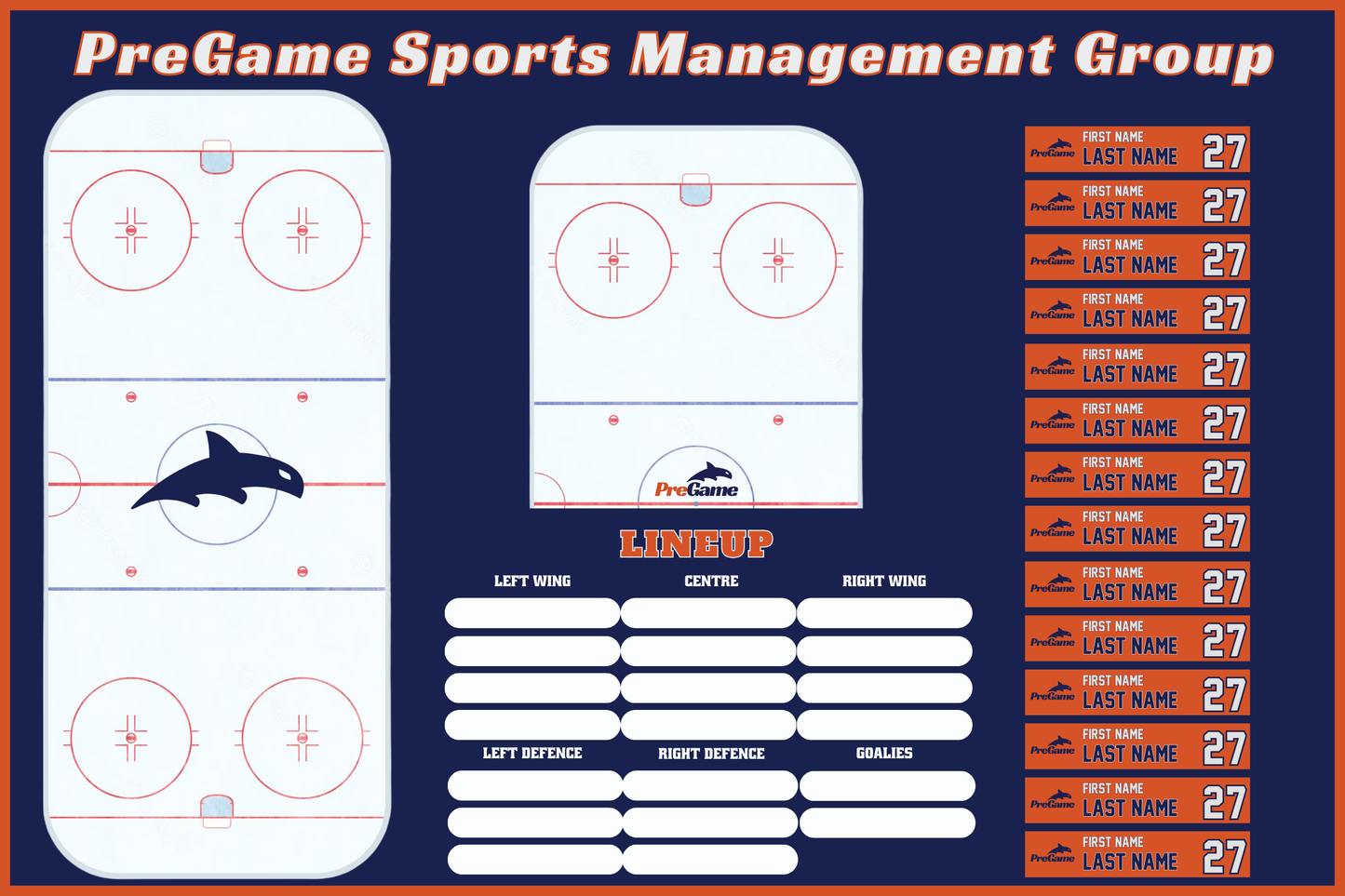 36x48 Hockey Dry Erase Board