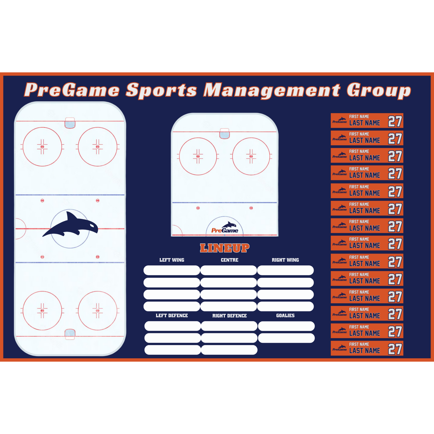 16x24 Hockey Dry Erase Board